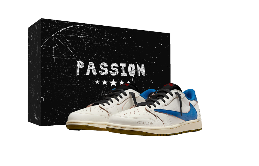 Jordan Travis Scott x Jordan Air Jordan 1 Ice Blockage Fashion Trend Abrasion Resistant Abrasion Resistant Low top
