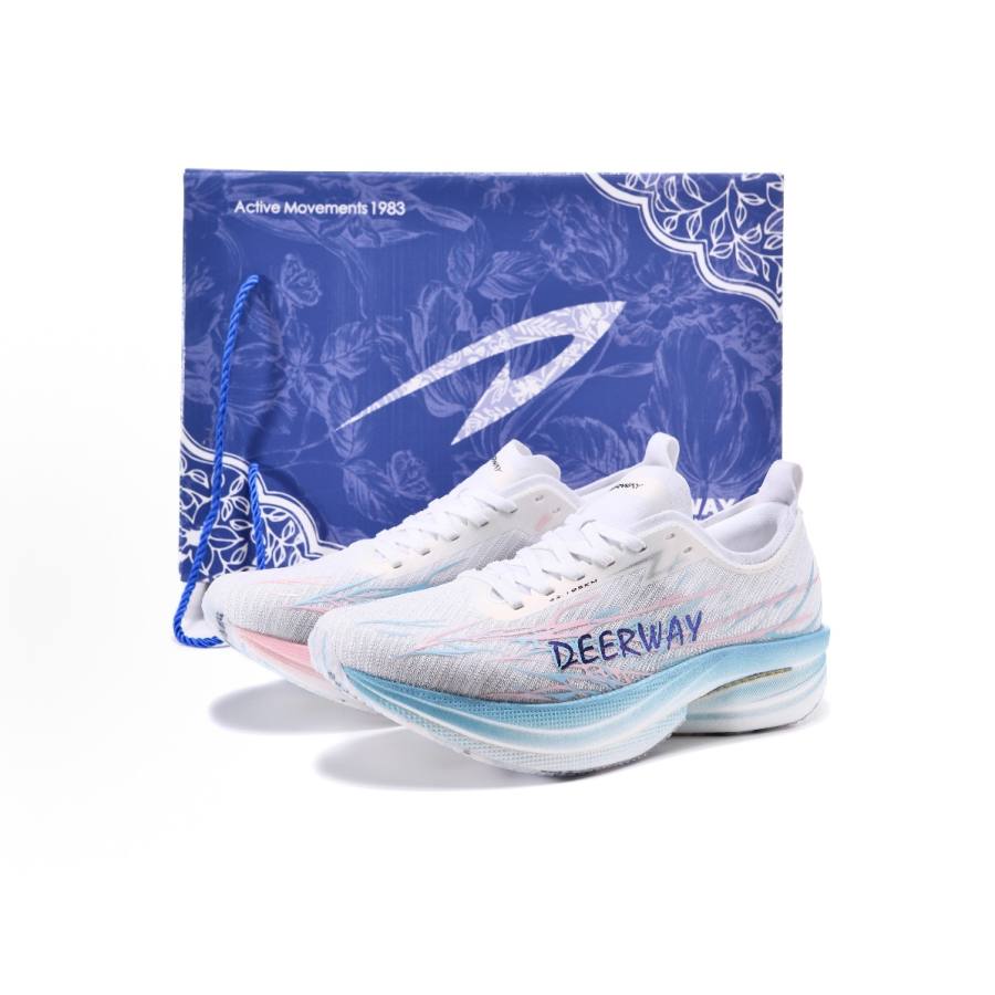 DEERWAY Running Shoes Unisex Low Top Blue Pink Mismatched