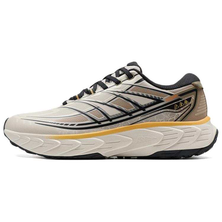 XTEP Synthetic Leather Slip Resistant Rebound Coverage Low top Sprint Running Shoes Men's Beige Brown Black