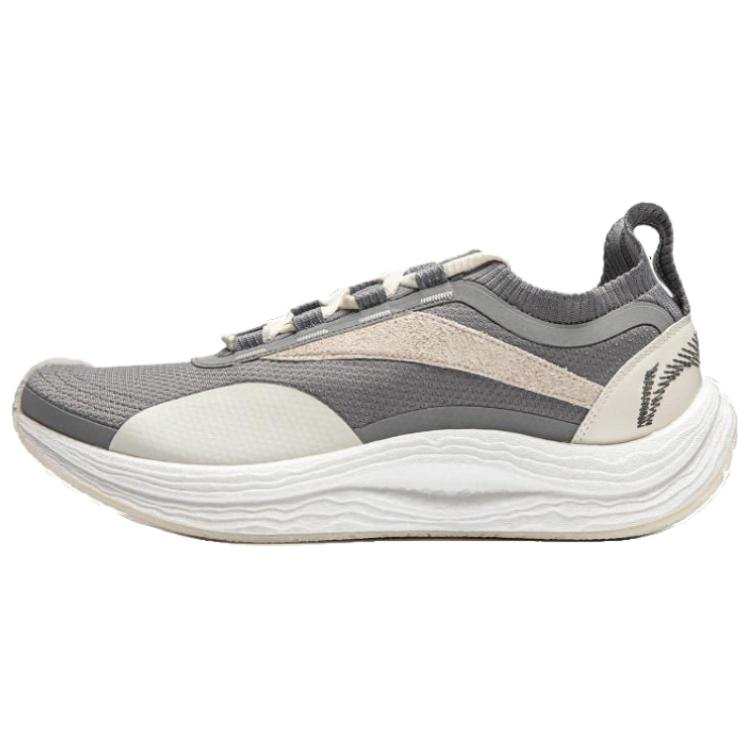 Li-Ning Li Ning Cushioning Slip Resistant Low top Running Shoes Unisex Gray Beige