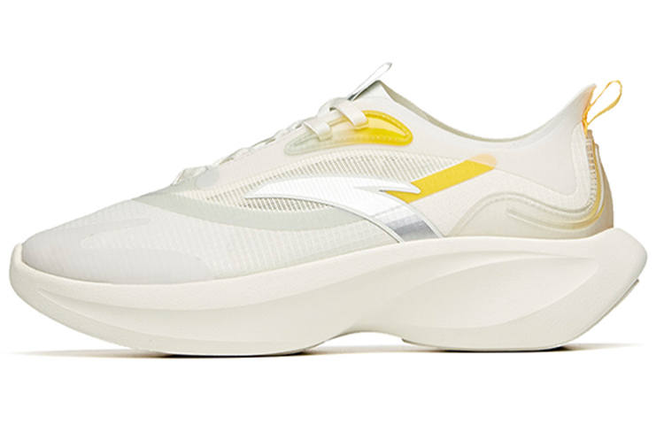 Anta Leaf 1.0 Comfortable Low top Running Shoes Women's White Yellow Silver