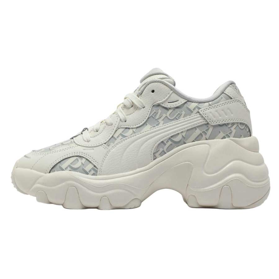 PUMA Pulsar Wedge Wear resistant And Lightweight Low top Chunky Sneakers Women's White Gray Silver