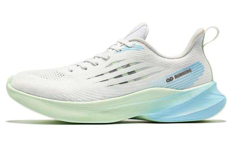 QIAODAN Xiu 4.0 Cushioning Slip Resistant Abrasion Resistant Low top Running Shoes Men's White Blue Green