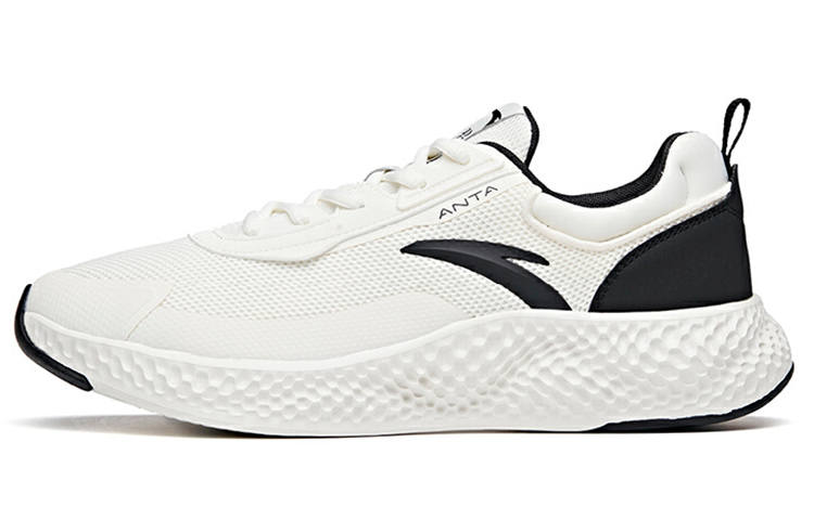 Anta Comfortable Cushioning Slip Resistant Abrasion Resistant Breathable Low top Running Shoes Men's White Black