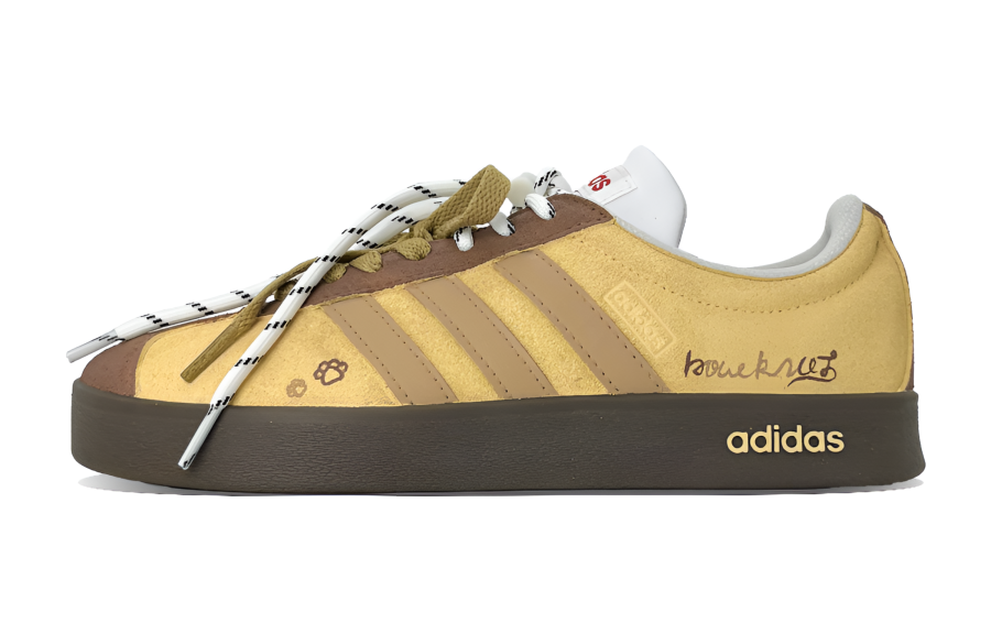 Adidas Adidas VL COURT 2.0 Fun With Brown Bear Suede Cushioning, Wear Resistant Low top Skateboard Shoes Unisex Yellow Brown