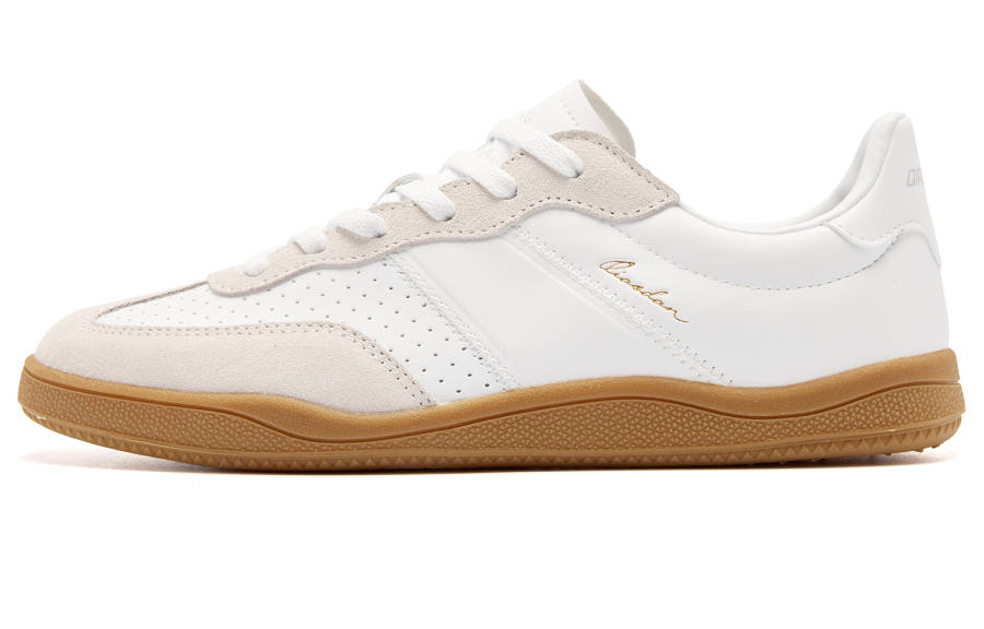 QIAODAN Wave German Army Trainers Coverage Lightweight Low top Skateboard Shoes Women's White Gray
