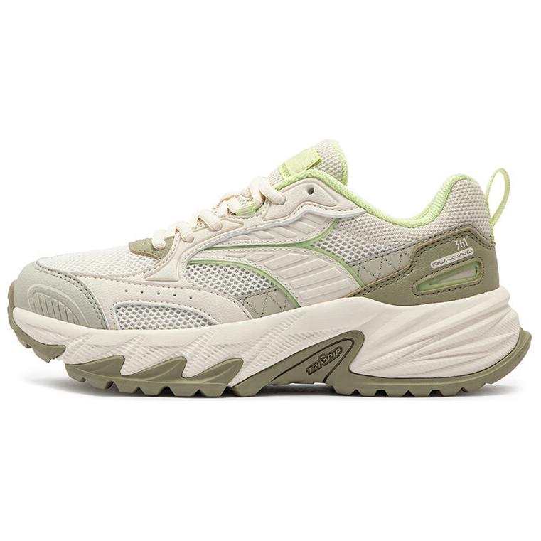 361° Slip Resistant Abrasion Resistant Low top Casual Running Shoes Women's Beige Green