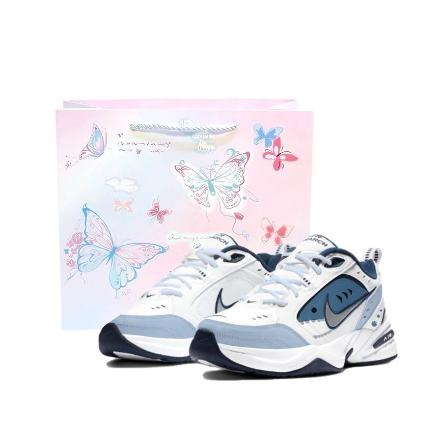 Nike Nike Air Monarch 4 Slip Resistant, Abrasion Resistant, Height Increasing Low top Chunky Sneakers Unisex Blue White