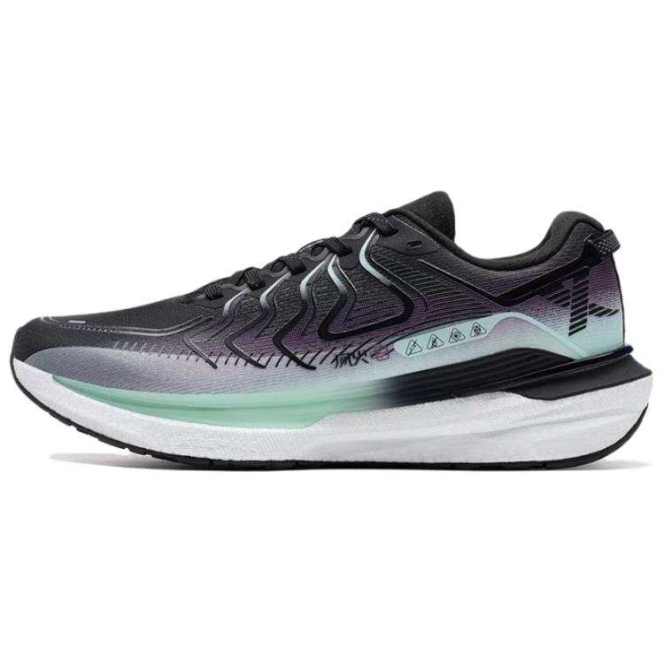 XTEP Wind And Fire 28 Synthetic Leather Cushioning Slip Resistant Low top Running Shoes Women's Black Green White