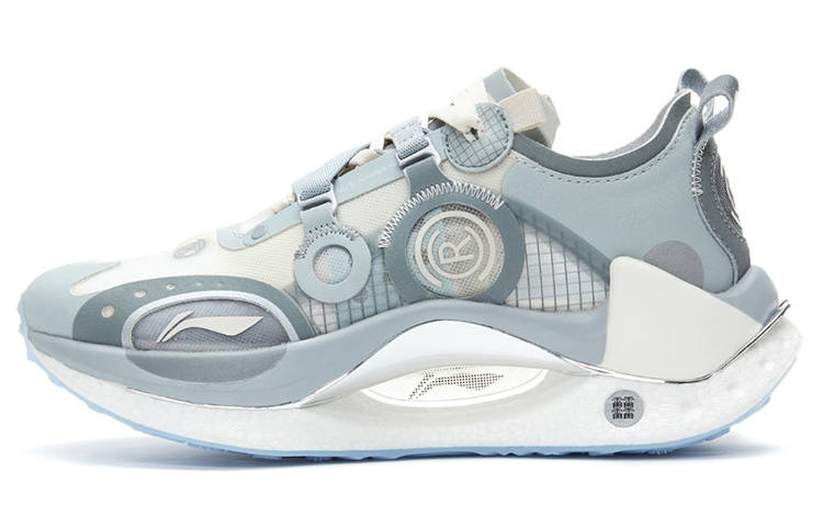 Li-Ning Li Ning Shadow CRC 䨻 Comfortable And Trendy Abrasion Resistant Breathable Low top Running Shoes Men's Gray White