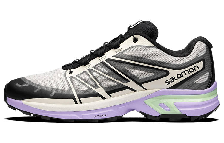SALOMON XT Wings 2 Comfortable Fabric Abrasion Resistant Low top Running Shoes Unisex Beige Black Purple