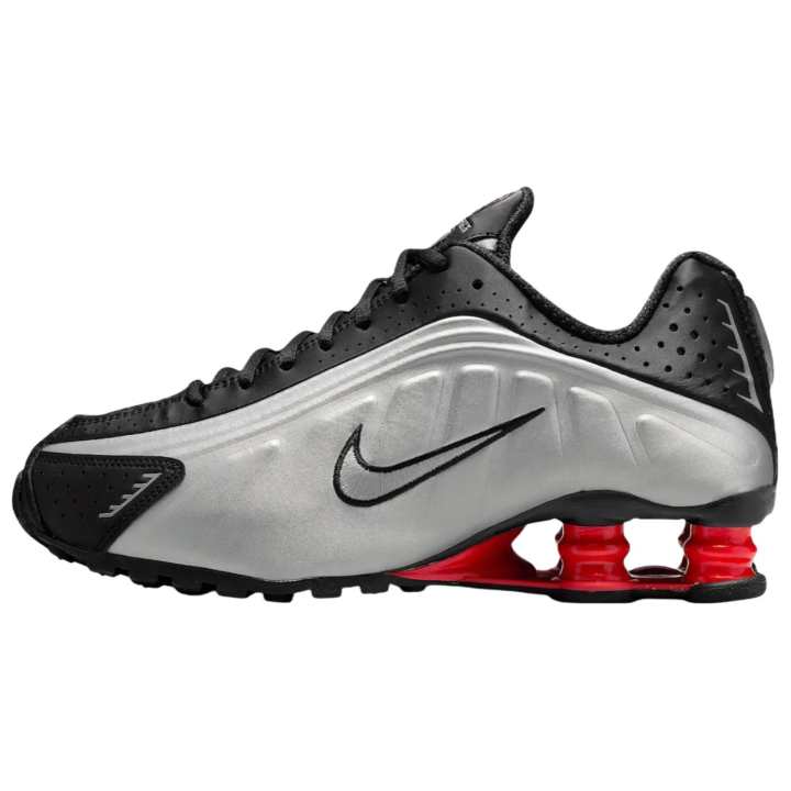 Nike Nike Shox R4 Slip Resistant Abrasion Resistant Low top Casual Running Shoes Women's Silver Black