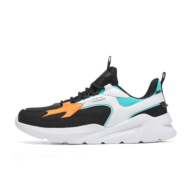 Erke Lightweight Abrasion Resistant Low top Casual Running Shoes Men's Black White Blue