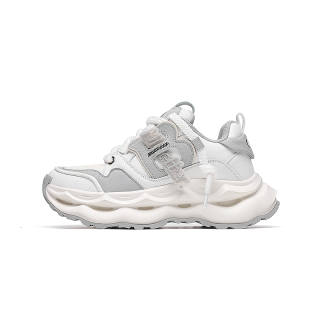 Lilbetter Height Increasing Abrasion Resistant Low top Chunky Sneakers Unisex White Gray