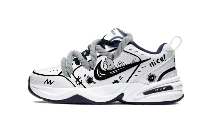 Nike Nike Air Monarch 4 Abrasion Resistant Height Increasing Low top Chunky Sneakers Unisex Gray Black