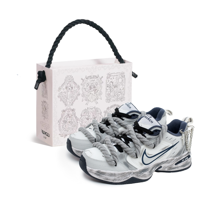 Nike Nike Air Monarch 4 Doomsday Lover Slip Resistant Abrasion Resistant Low top Chunky Sneakers Unisex White