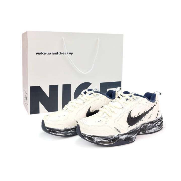 Nike Nike Air Monarch 4 Cushioning Lightweight Low top Chunky Sneakers Unisex Black White
