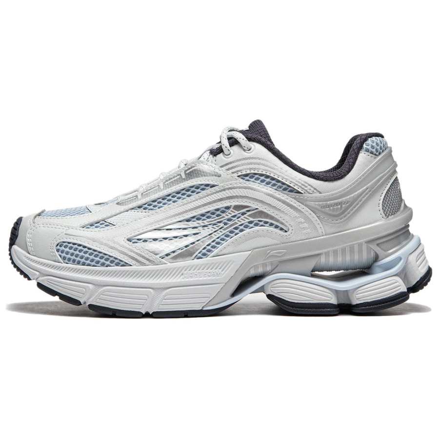 Li-Ning LiNing Aurora RENEW Wear-Resistant Slip-Resistant Support Height Increasing Low-Top Casual Shoes Women's Silver Blue