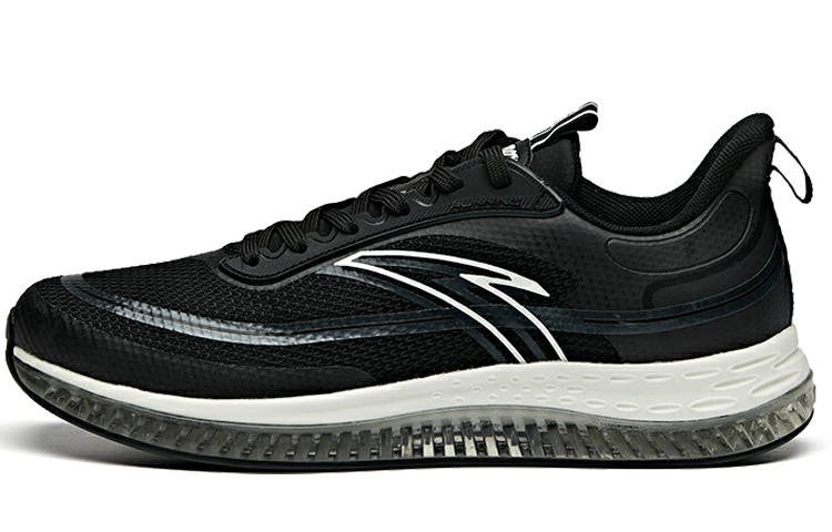 Anta Night Stalker Cushioning Breathable Lightweight Rebound Low top Running Shoes Men's Black White Flash Technology