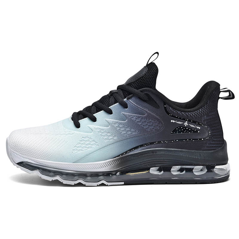 BIANSULONG Cushioning Slip Resistant Abrasion Resistant Low top Air Cushion Casual Running Shoes Men's White Black