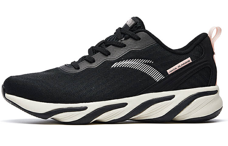 Anta 2020 Running Collection Rebound Cushioning Lightweight Breathable Low top Running Shoes Women's Black White