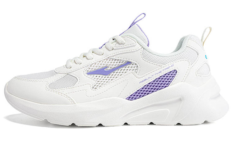 Erke Comfortable Cushioning Slip Resistant Breathable Low top Running Shoes Women's White Purple