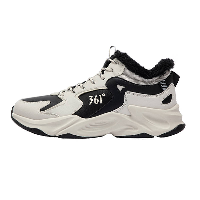 361° Fashion Leather, Fleece Lined Waterproof Lightweight Thermal Low top Running Shoes Men's White Black