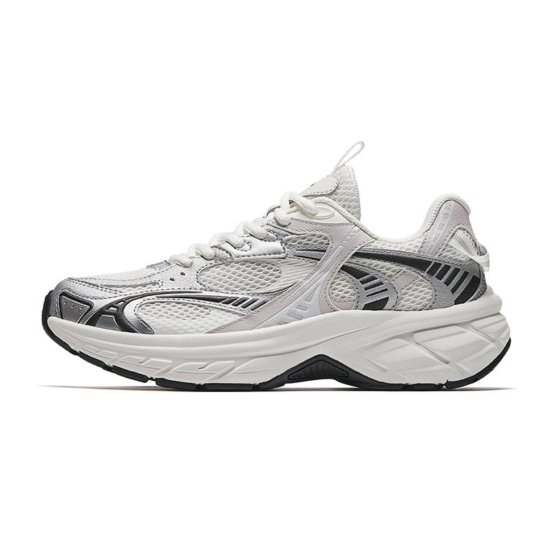 Anta AT2002 Retro Sports Textile, TPU, Synthetic Leather Low top Running Shoes Women's White Silver