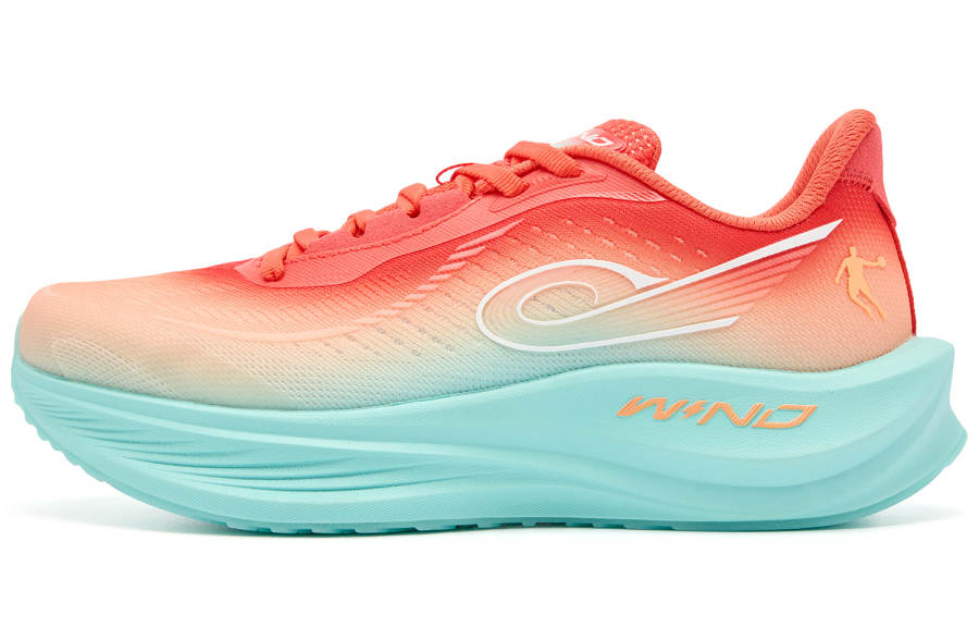 QIAODAN Strong Wind 3TR Running Shoes Men's Low Top Dan Orange Lake Blue