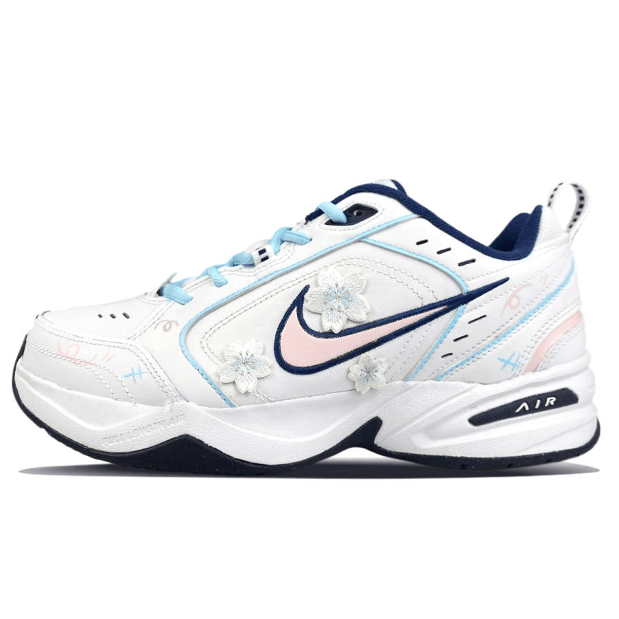 Nike Nike Air Monarch 4 White Navy Slip Resistant Slip Resistant Low top Chunky Sneakers Unisex White