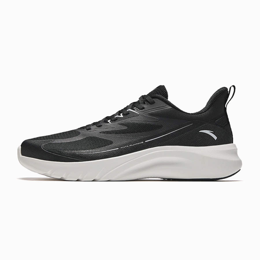 Anta Classic And Versatile Cushioning Breathable Low top Casual Running Shoes Men's Black Gray