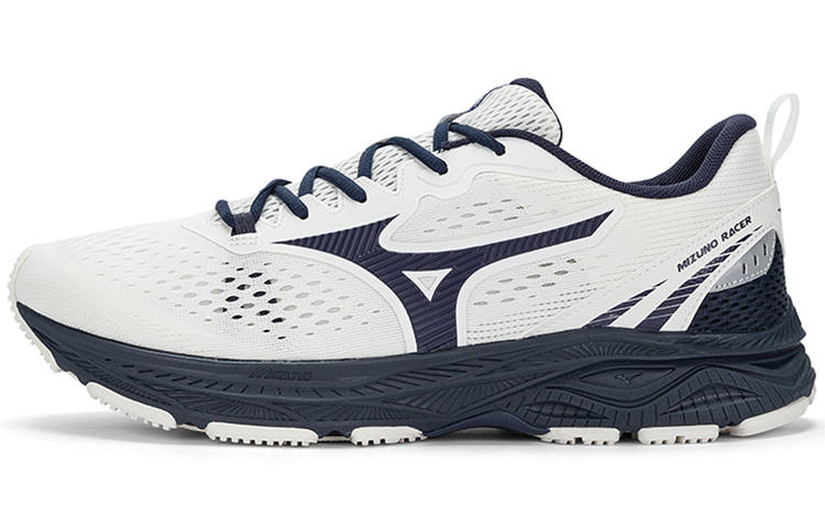 Mizuno Textile, Synthetic Leather Abrasion Resistant Breathable Low top Running Shoes Unisex White Blue