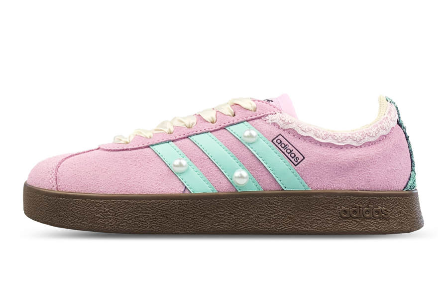 Adidas Adidas VL COURT 2.0 Slip Resistant Abrasion Resistant Low top Skateboard Shoes Unisex Pink Green