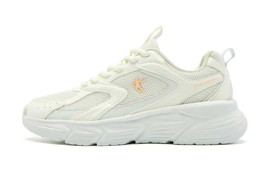 QIAODAN Cushioning Slip Resistant Low top Casual Running Shoes Women's Beige Green
