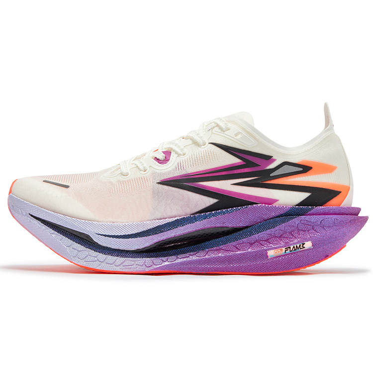 361° Flame 4 Breathable Low top Carbon Plate Marathon Training Running Shoes Unisex White Purple