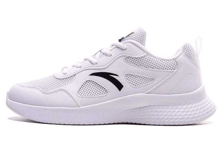 Anta Textile, Synthetic Leather Cushioning Lightweight Rebound Low top Running Shoes Men's White Black
