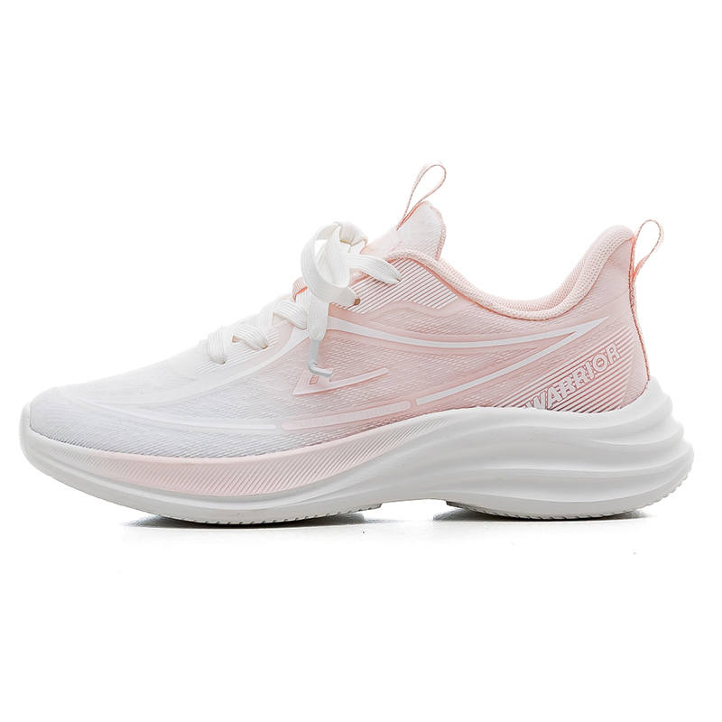 Warrior Cushioning Slip Resistant Breathable Rebound Low top Casual Training Sprint Running Shoes Women's White Pink