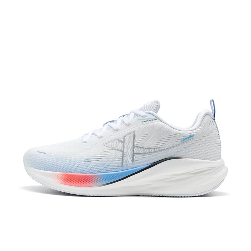 XTEP 5.0LITE Fabric Abrasion Resistant Low top Marathon Running Shoes Women's White Blue