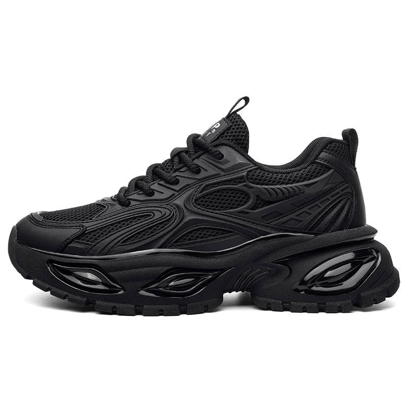 JEEP SPIRIT Summer Mesh Black Armor Eye Of Demon Collection Low top Chunky Sneakers Men's Magic Power Black