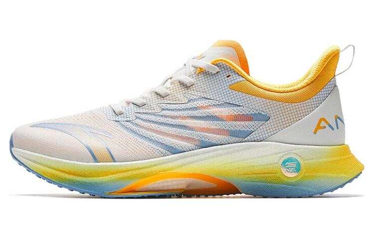 Anta MACH 3.0 Comfortable Slip Resistant Abrasion Resistant Low top Running Shoes Men's White Blue Yellow