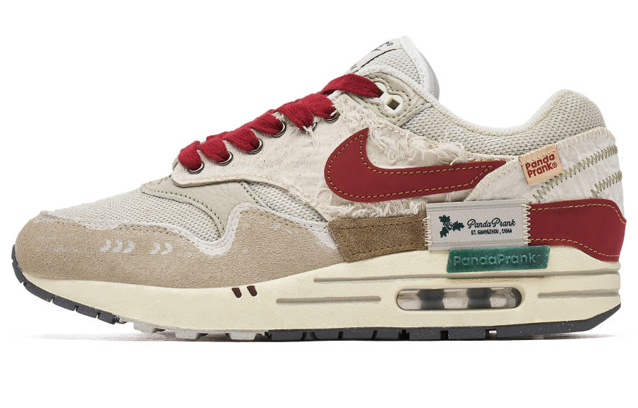 Nike Nike Air Max 1 Slip Resistant Abrasion Resistant Balance Low top Running Shoes Men's Beige Pink