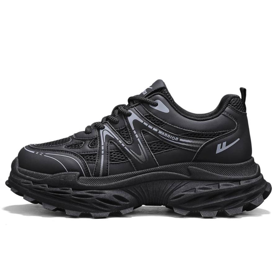 WARRIOR Chunky Sneakers Men's Low Top Black/Gray/Beige Dark Blue Gray