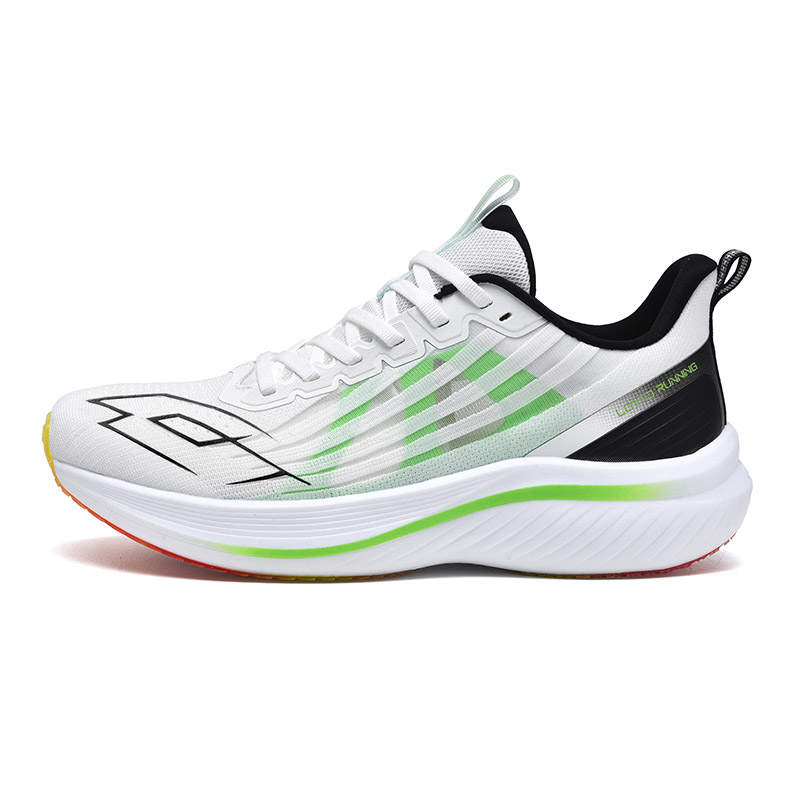 LOTTO Mesh Cushioning Slip Resistant Abrasion Resistant Low top Carbon Plate Marathon Running Shoes Men's White Green
