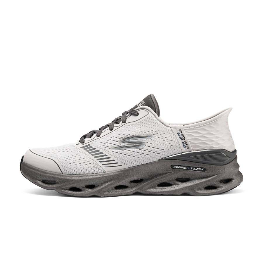 Skechers GO RUN Swirl Tech Speed Fabric Cushioning Abrasion Resistant Rebound Low top Running Shoes Men's Gray