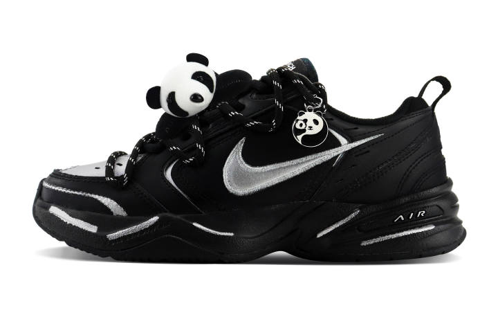 Nike Nike Air Monarch 4 Slip Resistant Abrasion Resistant Low top Chunky Sneakers Unisex Black Silver