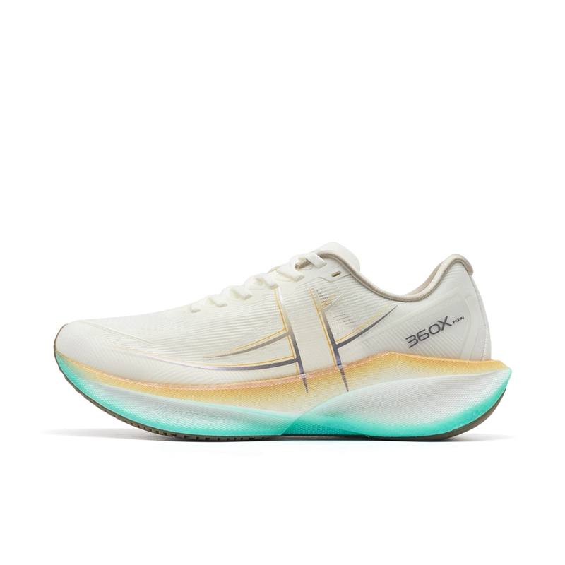 XTEP 360X 2.0 Low top Carbon Plate Marathon Training Race Running Shoes Men's Sail White Loquat Brown