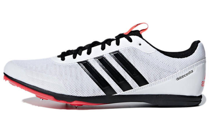 Adidas Adidas Distancestar Spikes Cushioning Abrasion Resistant Coverage Low top Running Shoes Men's White Black