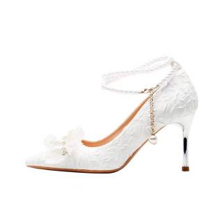 UMEK Slim Heel High Heels Women's Ecru