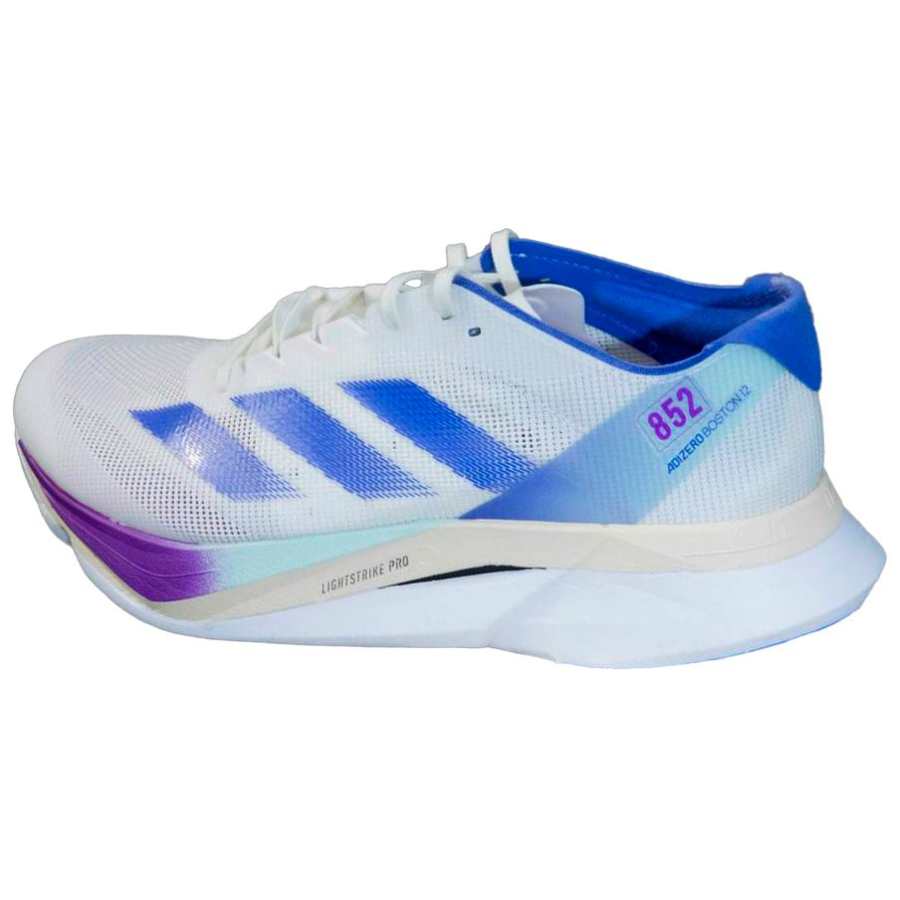 Adidas Adidas Adizero Boston 12 Fabric Cushioning Abrasion Resistant Breathable Low top Running Shoes Unisex White Blue