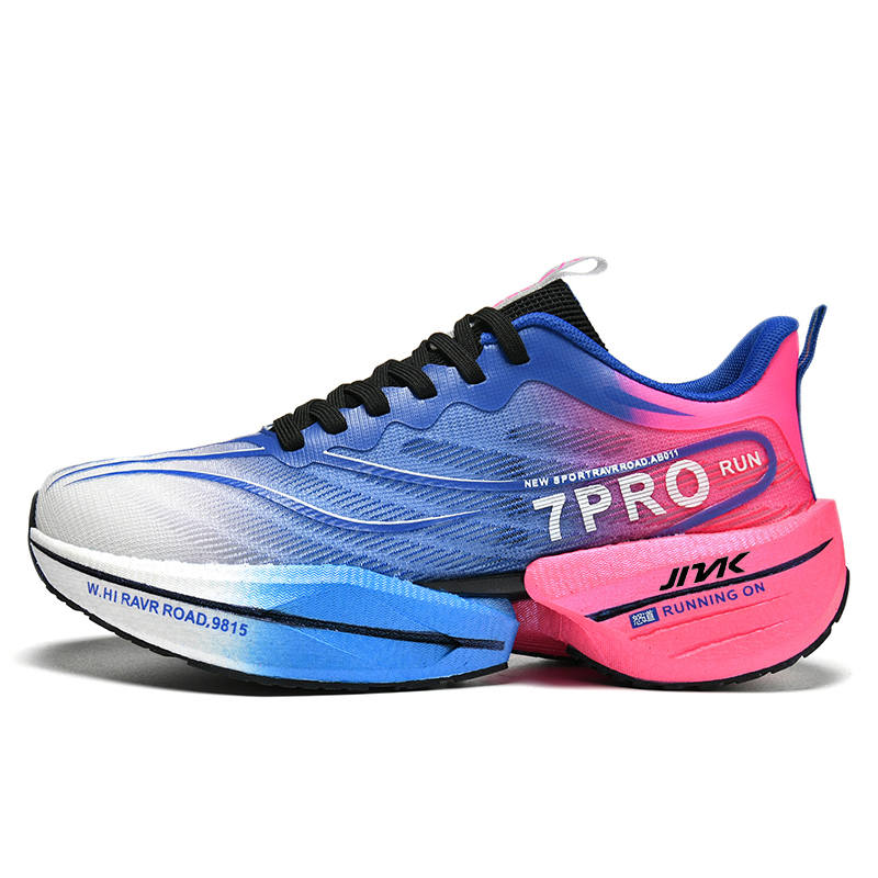 JINLAIKE Fabric Cushioning Slip Resistant Abrasion Resistant Low top Nylon TPU Sheet Running Shoes Unisex Blue